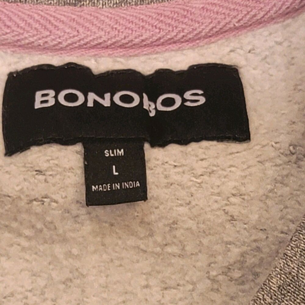 Bonobos Slim Fit Heather Grey Raccoon Chenille Patch Graphic Sweatshirt Mens L - Picture 3 of 9